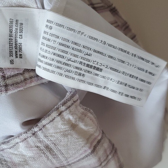 HOLLISTER PLAID COTTON SHEATH DRESS WHITE LAVENDAR ADJUSTABLE TIES SUMMER - Picture 9 of 11